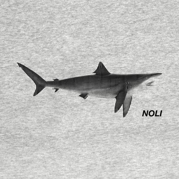 Minimalist black and white shark print by NorthOfLongIsland